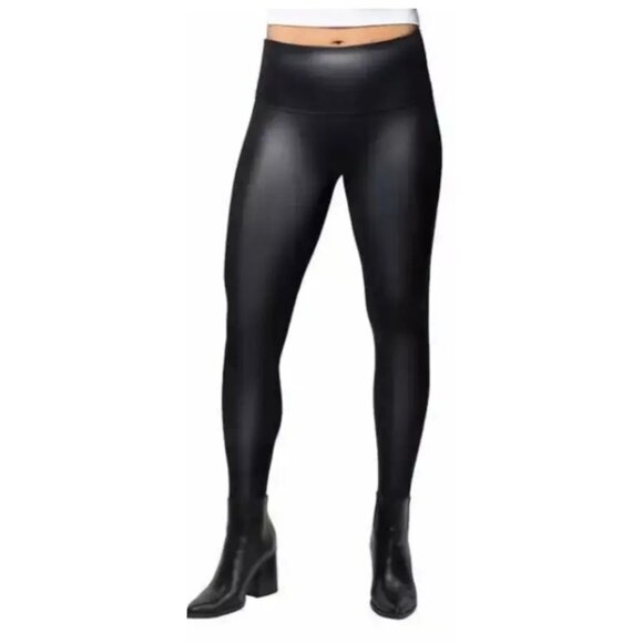 Jane and Bleecker Womens Small 2-4 Faux Leather Leggings Black Casual Comfort - Picture 2 of 5